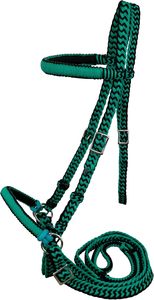 Conjunto de Brida de Nailon Clásico para Caballo, Riendas Ajustables, Hebillas Resistentes, Herrajes Metálicos, Equipo Ecuestre Ligero, Personalizable para Establos - Product Image 4