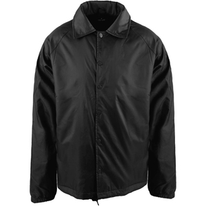 Men's Black Windproof <b>Coach</b> Jacket Regular Fit Turn-down Collar Button Front Casual Outerwear Spring Season Polyester Shell - Product Image 1