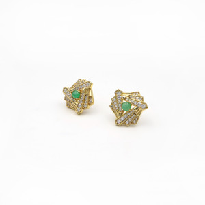 925 Sterling <b>Silver</b> Gold Plated Luxury Natural Stone <b>Stud</b> Earrings with CZ OEM ODM Fine Jewelry - Product Image 1