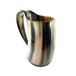 Jarra de Cuerno de Búfalo Natural con Tapa de Bambú con Diseño Nórdico Grabado para Vino y Cerveza, Hecha a Mano, de Calidad, para Fiestas - Product Image 2