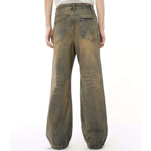 Pantalones casuales de mezclilla para hombre, de corte recto, holgados, de cintura media, con botones, de poliéster/algodón de secado rápido, lavados a la piedra, para otoño - Product Image 3