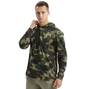 Custom High Quality Men's Blue And Camouflage Long Sleeve Hoodie Sublimation Print Quick Dry UPF 50 Fishing Wear - Product Image 2
