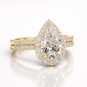 Bague de fiançailles CaratIndia en diamant de laboratoire taille ovale, ensemble de luxe plaqué or rose, pierres précieuses de haute qualité, halo, pour mariage et fête - Product Image 1
