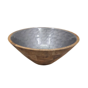Tazón artesanal de madera para ensalada con diseño de hojas, estilo nórdico, para servir comida en casa, tazón esmaltado. - Product Image 3