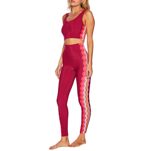 Best Design Yoga <b>Crop</b> <b>Top</b> & Legging Set High-Waisted Lace Detail Spandex/Nylon Quick Dry Workout Gym Fitness - Product Image 2