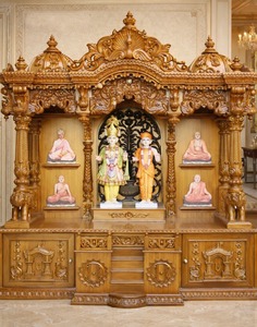 Big Size Iscon Teak Wooden Temple Home Traditional Radha Krishna <b>Mandir</b> Hand-Carved Detachable Customized Pooja Unit Australia - Product Image 4