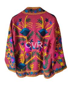 Cárdigan Bohemio de Algodón con Bordado Floral a Mano, Manga Murciélago, Cuello en V, Talla Grande, Ropa Exterior para Mujer, Abrigo Casual de Primavera - Product Image 3