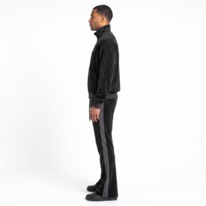 OEM Custom Men's Heavyweight <b>Velour</b> <b>Tracksuit</b> Retro Flared Pants Streetwear Set - Product Image 3