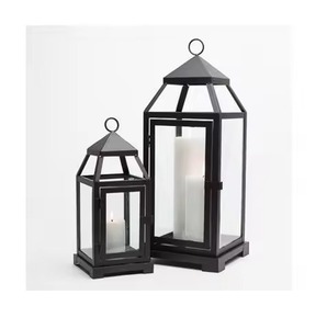 <b>Brass</b> <b>Lantern</b> Candle Holder Set Glass Panel Metal Frame Home Decoration Durable Design - Product Image 6