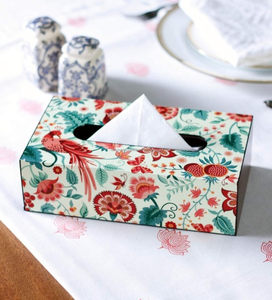 Boîte à mouchoirs en bois peinte à la main et porte-serviettes Décoration de table Accent avec organisateur Design fait à la main de Falak World Export - Product Image 1