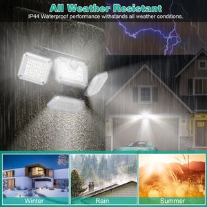 Lampade Solari da Esterno a 4 Teste con 333 LED, Angolo di Rilevamento 120 Gradi, Sensore di Movimento Solare - Product Image 4