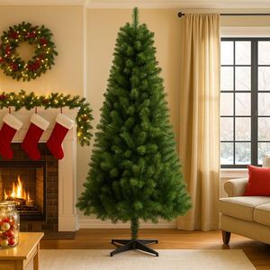 Árbol de Navidad Verde sin Luces de 1.8 m con 582 Puntas de PVC y Soporte de Plástico de 4 Patas, Ramas Completas de PVC - Product Image 6