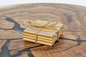 Handmade Wooden Resin River Coasters Artistic Fusion <b>Drinkware</b> Modern Rustic Tabletop Decor Stylish Resin Wood <b>Accessories</b> Set - Product Image 1