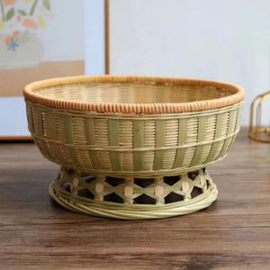 Rustic <b>Bamboo</b> <b>Basket</b> for Snacks and Fruits Natural <b>Bamboo</b> Storage <b>Basket</b> for Kitchen Countertop Desktop Tabletop Organizer Home - Product Image 2