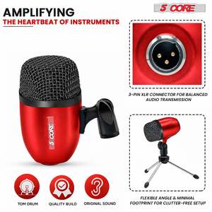Kit de Micrófonos Profesionales de Condensador Cardioide XLR de 5 Núcleos para Conga, Snare y Tom - Product Image 2