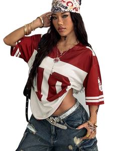 เสื้อเจอร์ซีย์อเมริกันฟุตบอลคุณภาพสูงสำหรับผู้หญิง ผ้าระบายอากาศ พิมพ์ลายแบบซับลิเมชั่น สไตล์สตรีทแวร์ - Product Image 4