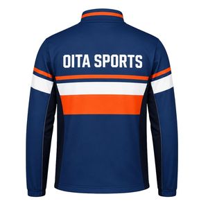 <b>Men</b> Navy Blue Orange Hockey Activewear <b>Jacket</b> Polyester Sports <b>Jacket</b> Athletic Training Wear Team Uniform Outdoor Match - Product Image 2