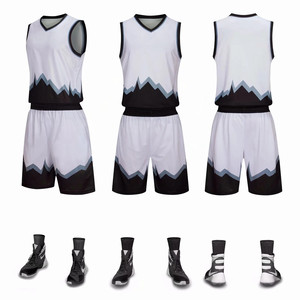 Ensemble de maillot de basket-ball unisexe uni sans manches à col en V, respirant, à séchage rapide, antibactérien, en polyester, pour tous - Product Image 1