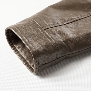 High Quality <b>Men's</b> Biker Style Casual Loose Winter Genuine Sheep <b>Leather</b> <b>Jacket</b> Custom Logo Zipper OEM Service <b>Men's</b> <b>Jackets</b> - Product Image 3