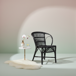 Elegante Silla de Comedor Moderna Francesa Ergonómica de Ratán Negro Tejida a Mano, Muebles Duraderos y Ligeros de Estilo Bistro para el Hogar - Product Image 1