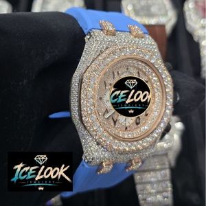 สำหรับนาฬิกา LOOK Luxury Diamond สแตนเลสสตีล ขนาด 43 มม. ตัวเรือนทรงแปดเหลี่ยม กระจกแซฟไฟร์ อะนาล็อก ควอตซ์ ดีไซน์เรียบง่าย สายสีน้ำเงิน สำหรับผู้ชาย - Product Image 2