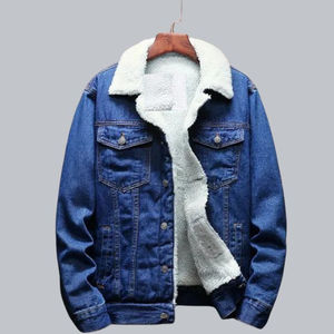 Hot Sales Men's High Quality Winter Casual <b>Denim</b> <b>Jacket</b> Fur <b>Lined</b> <b>Fleece</b> Waterproof Breathable Thick Street Style - Product Image 1