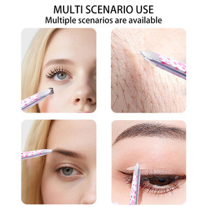 Pinzas para Cejas con Punta Inclinada y Estampado Floral, Pinzas para Pestañas con Logotipo Personalizado, Venta Directa de Fábrica - Product Image 2