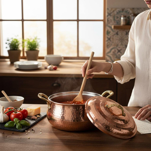 Marmite décorative en cuivre pur de qualité supérieure, design martelé, avec poignée en laiton, pour la maison, les restaurants et la restauration - Product Image 4