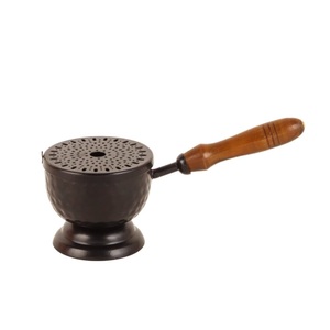 Luxury Black Metal Burner with Wooden Handle Eco-Friendly Anti-Odour Incense Holder for Sandalwood & Charcoal - Product Image 2