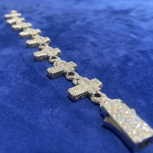 Bracelet à breloques en moissanite ronde brillante, argent 925, certifié GRA, plaqué or rhodié, unisexe, bijoux géométriques hip-hop pour soirée - Product Image 5