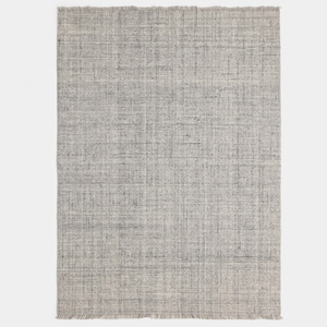 DECORDEC Light <b>Grey</b> Ivory Wool <b>Rug</b> Modern Minimalist Heathered Fringe Non-Slip Eco-Friendly Hand Tufted Crosshatch Linen Texture - Product Image 1