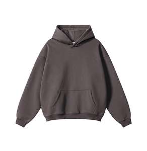 Streetwear Cotton Oversize Hoodie <b>Thick</b> <b>Fleece</b> Drop Shoulder Plain Blank Tracksuits Custom Men Hoodies - Product Image 3