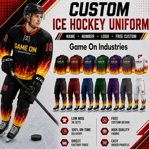 Flame Graphic Printed Customized Made Sublimated Personalized Low MOQ Lightweight Private Lable Trendy Ice Hockey Uniform - Product Image 2