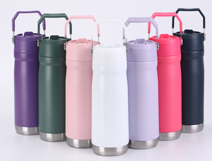 แก้วน้ำสแตนเลสสุญญากาศแบบมีหูหิ้ว ฝาปิดแบบพลิกได้ เก็บอุณหภูมิ - Product Image 6