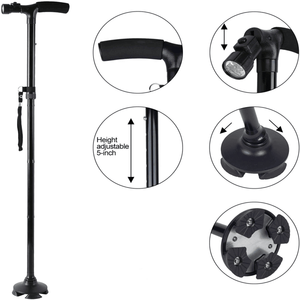 Bastone da Passeggio Pieghevole Portatile con Luce LED, Altezza Regolabile a 5 Livelli per Viaggi, Campeggio ed Escursionismo - Product Image 5