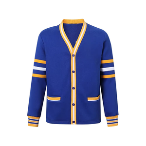 เสื้อคาร์ดิแกนถักไหมพรมสีสันตามสั่งสำหรับผู้หญิง กำลังเป็นที่นิยมมากที่สุด แขนยาว คอทรงโอ ตกแต่งด้วยการปะต่อผ้าปักลาย สไตล์พรีปปี้สำหรับฤดูหนาว เหมาะสำหรับใส่ลำลอง - Product Image 1