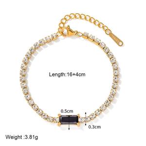 Pulsera de tenis Baguette C de moissanita, esmeralda, rosa, chapada en oro negro, joyería unisex, dije rectangular brillante, certificado GRA, estilo Hiphop - Product Image 2