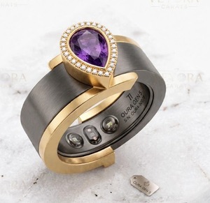 Bague Halo personnalisée en or massif 14 carats avec pierre de naissance taille poire, accessoire de luxe pour un style élégant de bague Oura - Product Image 3