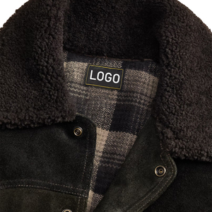 Premium Shearling Collar <b>Suede</b> Western <b>Jacket</b> Men Vintage Ranch OEM Custom Heritage Luxury Outerwear Heavyweight Distressed - Product Image 3