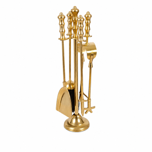 Modern Antique Brass Fireplace <b>Tool</b> Set Vintage Gold Hearth Decoration <b>Fire</b> <b>Tools</b> Kit Wholesale Companion Set With Stand - Product Image 3
