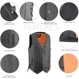 Chaleco de Motociclista de Cuero Premium Negro Roulette MLM3541 para Hombre, 10 Bolsillos, Tecnología Cool-Tec, Ropa de Carreras de Autos, 2025 - Product Image 2