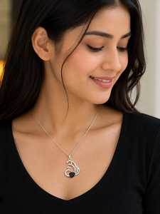 Elegant Silver Plated Swan Pendant <b>Necklace</b> with Pink Crystal Stone for Women | Fashion Jewelry <b>Necklace</b> | Lightweight Pendant | - Product Image 2