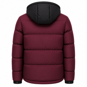 <b>Men's</b> Hooded Puffer <b>Jacket</b> Plain Dyed Custom Design Winter Quilted Padded Breathable Waterproof Outerwear - Product Image 2