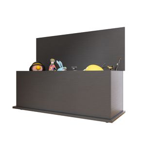 Baule contenitore in legno nero con coperchio a sollevamento, organizer per mobili da ingresso/panca - Product Image 6