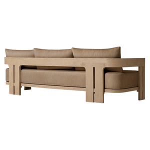 Luxury Contemporary Style <b>Outdoor</b> <b>Sofa</b> with Curved Teak Wood Frame Elegant Plush <b>Sofa</b> for Resort Patio Lounge Furniture - Product Image 2