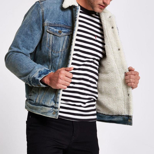 Clothing Manufacturer Men's Denim Jean <b>Jacket</b> for Men <b>with</b> <b>Fleece</b> <b>Lining</b> <b>Jacket</b> Regular Fit - Product Image 3
