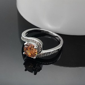 Bague de fiançailles, de promesse ou de mariage en argent sterling avec citrine foncée, cadeau d'anniversaire pour femme - Product Image 3