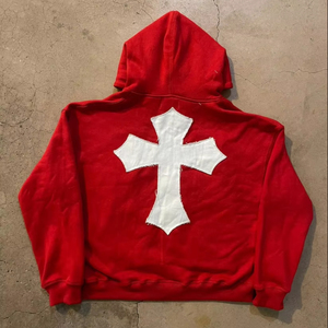 Vintage Distress Embroidery Hoodies Soft Washed Pullover Cozy <b>Thick</b> <b>Fleece</b> Artistic Stitch Style Casual Urban Streetwear hoodies - Product Image 6