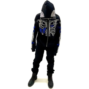 ชุดวอร์มผู้ชายแบบมีฮู้ดสำหรับฤดูหนาว ผ้าคอตตอนหนา 100% สไตล์สตรีทแวร์ ตกแต่งด้วยคริสตัล - Product Image 1