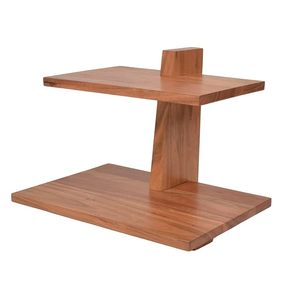 Eco-Friendly Wood Cake Stand Teak Snack Side Table Adjustable Height for Sofa Bed <b>Small</b> Spaces - Product Image 4